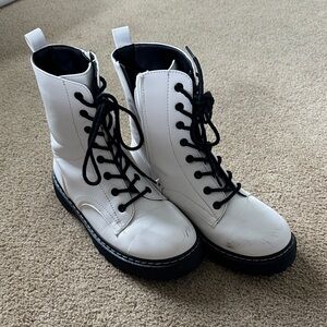 Kohl's White and Black Lace-Up Combat Boots